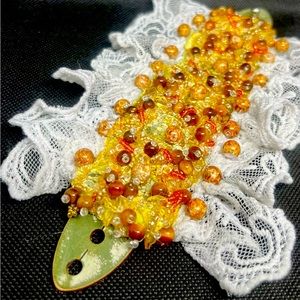 Hand-crafted beaded cuff bracelet